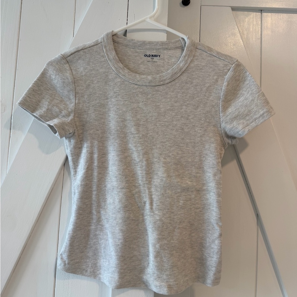Old Navy Short-Sleeve Rib Tee – Light Gray